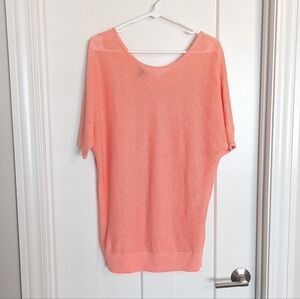 Talbots Dolman Sleeve V-Back 100% Linen Sweater - Coral sz XL